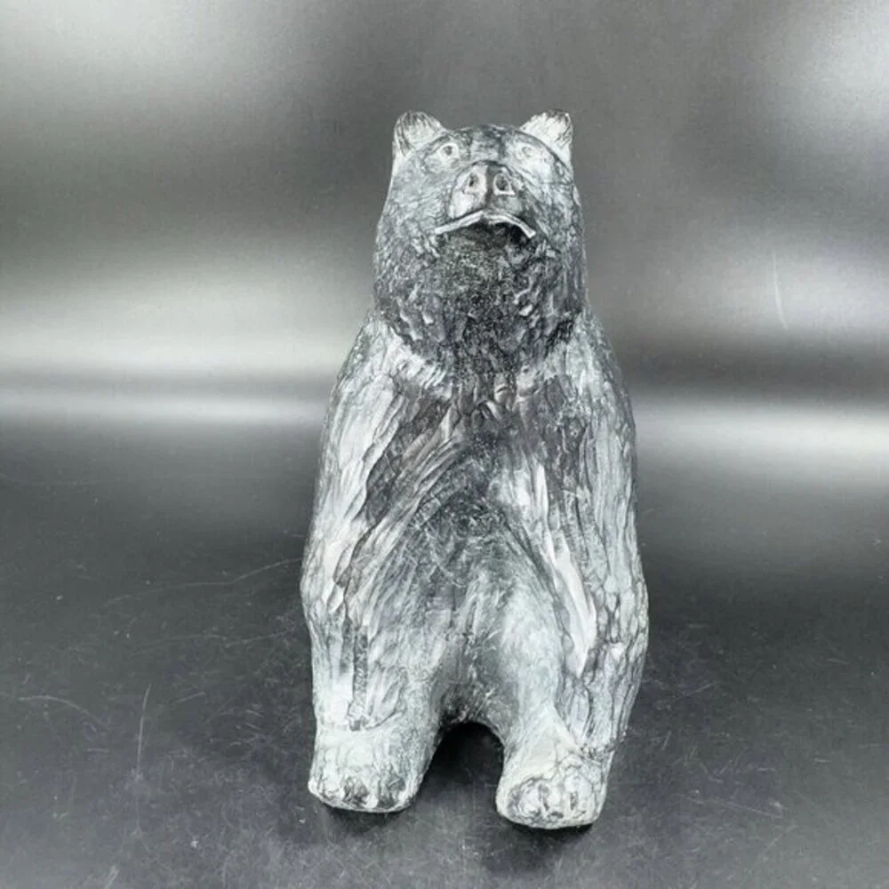 Vintage A Wolf Original Sculpture Large Bear Hand Carved Canada W Sticker Marked